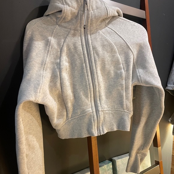 Lululemon Scuba Full-Zip Cropped Hoodie light grey sz 4 - Picture 2 of 10